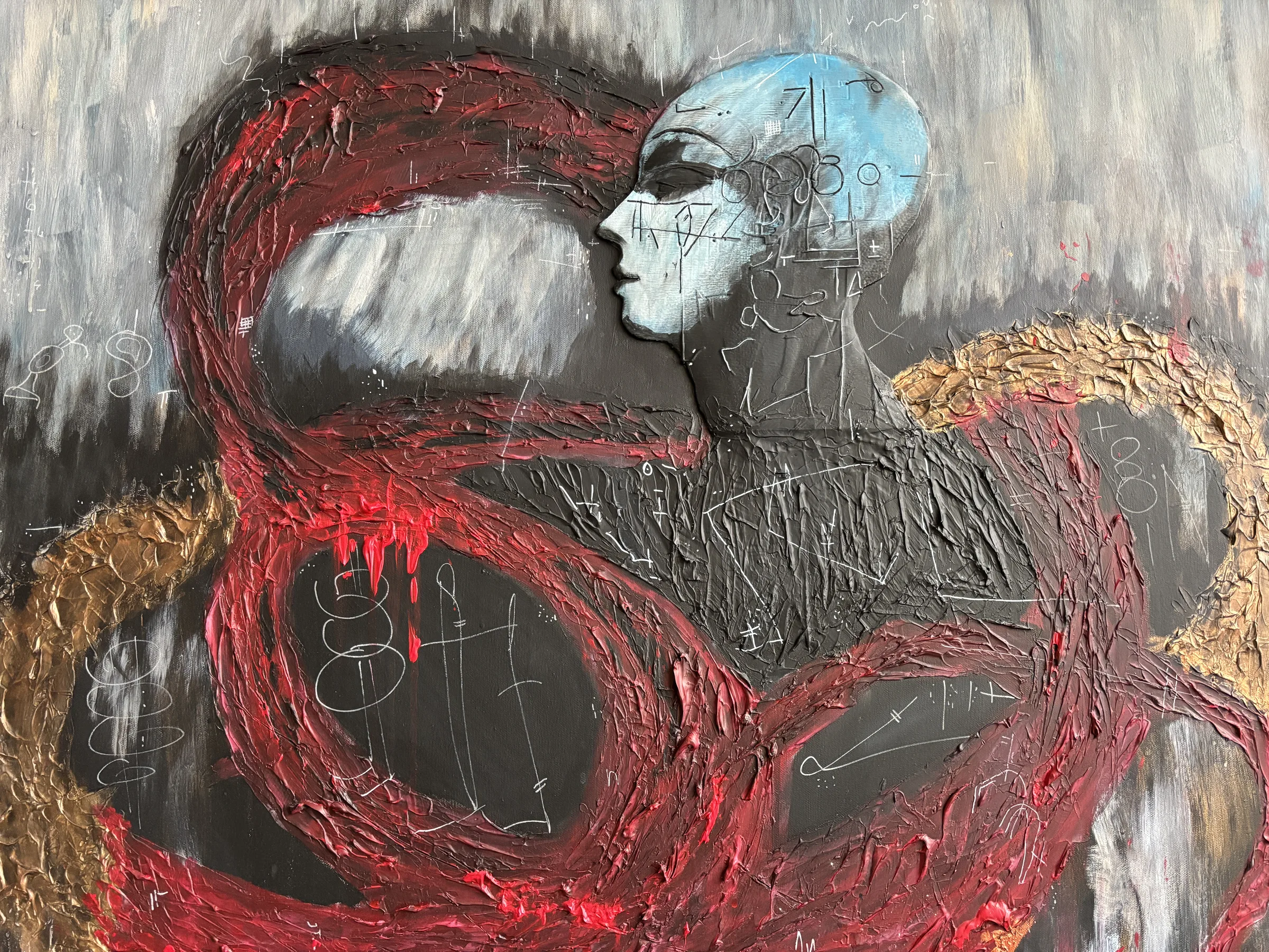 Propojení II — akryl, impasto, 3D tisk — DanielG.